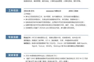 简约认真的Java工程师Word简历模板 (深蓝白底)