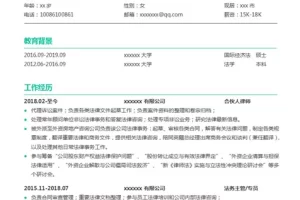 专业严谨的合伙人律师简历模板(亮青白底)