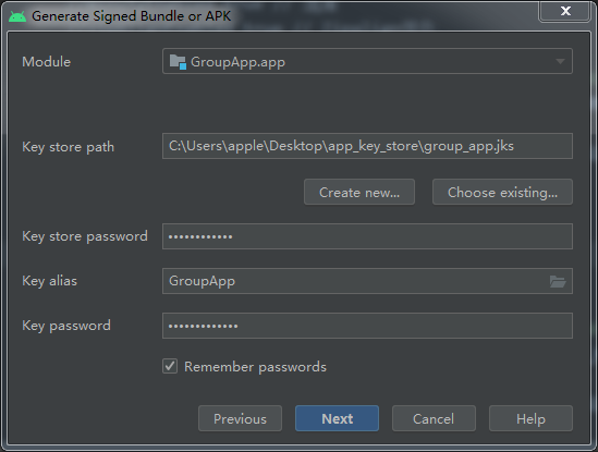Generate Signed Bundle or APK