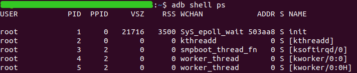 adb shell ps